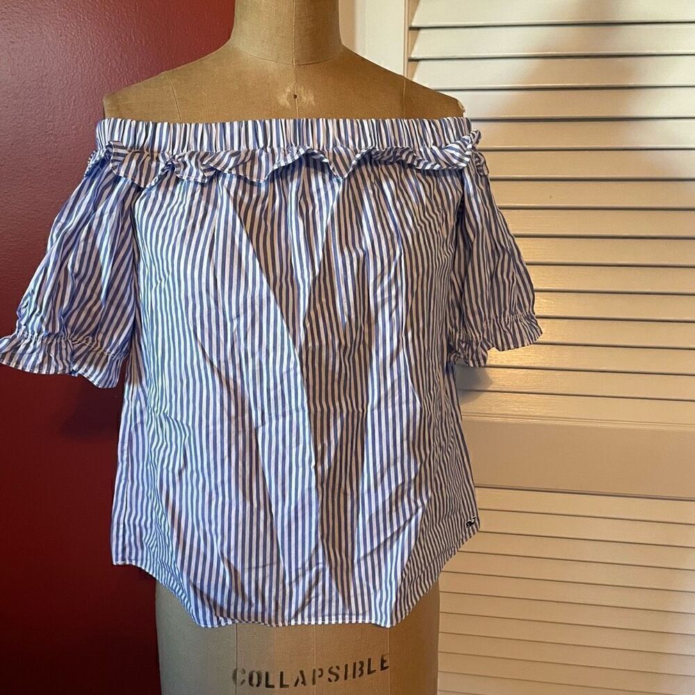 VINEYARD VINES FOR TARGET | off the shoulder pin striped blouse XS